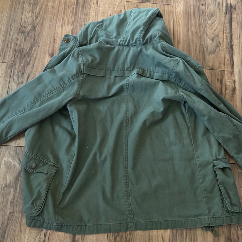 Cat & jack Olive Green Hooded Jacket with Bright Blue Lining - Picture 6 of 6
